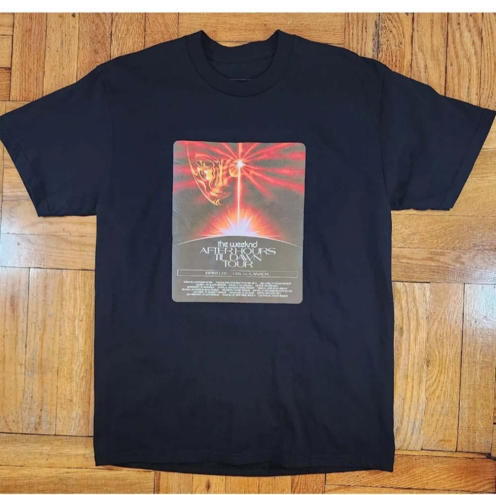 The Weeknd T-Shirt "After Hours Till Dawn Tour" Men Sz L Black Double Sided